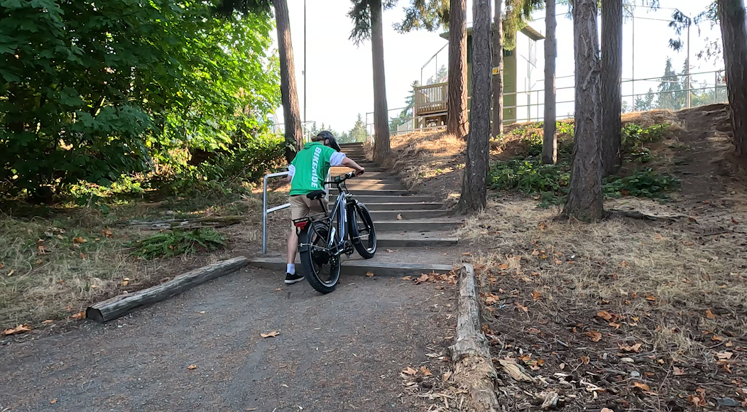 walking Bike Up Stairs