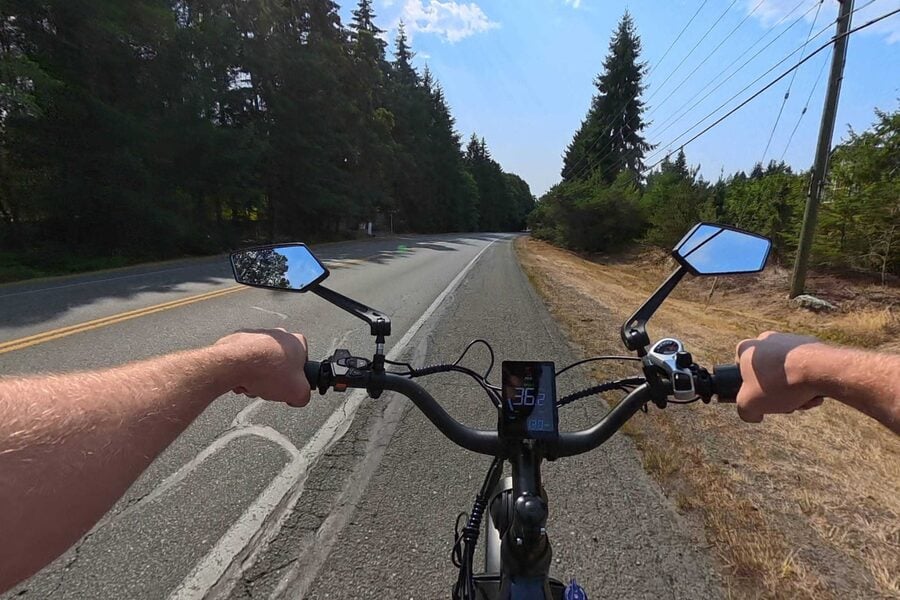 Rider’s view from the handlebar on the test route