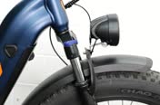 Close-up of the Thunder Pro's integrated headlight above the front fender