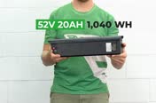 Video: the removable 52V 20Ah battery pack, 1,040 Wh